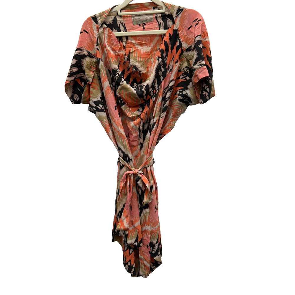 AllSaints Spitalfields Asymmetrical Dress Printed Silk Cowl Neck Multicolor Sz 6